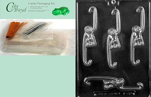 Miniatura 1 de Cybrtrayd Molde de caramelo de chocolate animal de monos colgantes con kit de embalaje