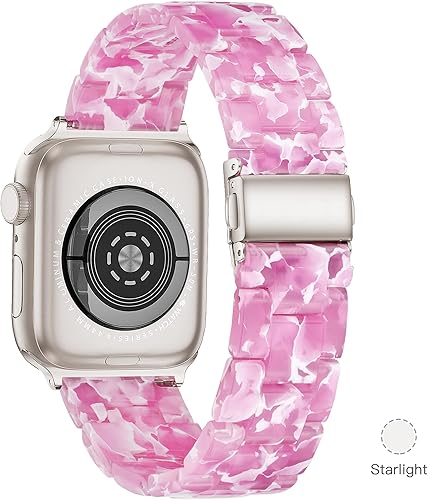 Miniatura 188 de Lightweight Resin Band For Apple Watch Series 11 10 SE 9 8 7 6 5 4 3 2 1 Ultra 3 2, Fashion Adjustable Replacement Strap for iWatch Bands 38mm 40mm