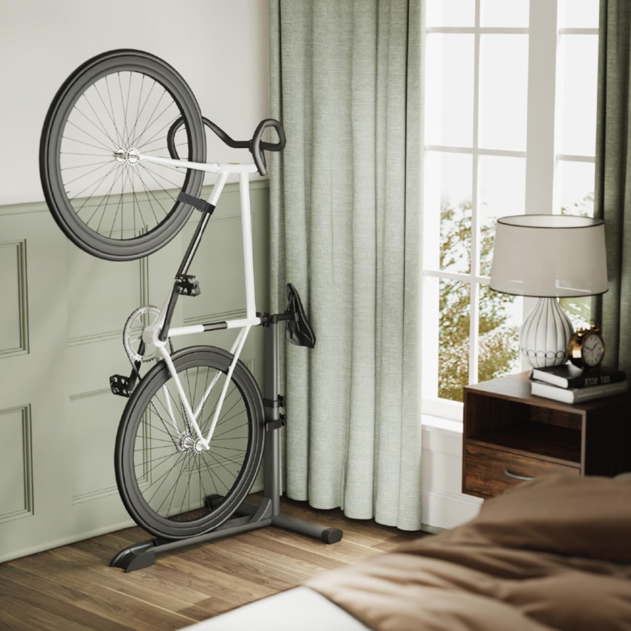 my wall platzsparender universal Fahrradständer - HR12L, Hinterrad Fahrradständer für Garage, Keller & Wohnung, 16-29 Zoll Fahrräder, Ohne Bohren, Stabil & Mobil, Reifenbreite bis 10 cm