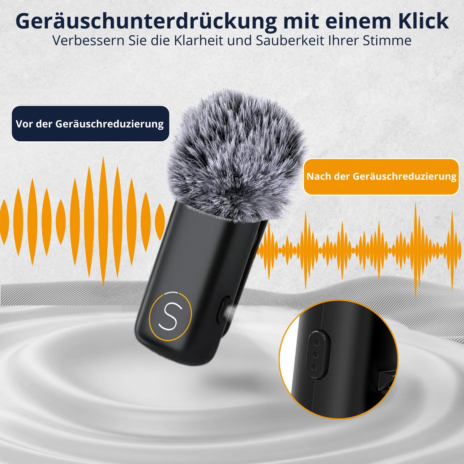 Mini Mikrofon Handy Kabellos Mic mit Ladekoffer Wireless Lavalier Ansteckmikrofon für Podcast TikTok Vlog YouTube Video Aufnahme USB C Plug and Play Mikrofon Smartphone iPhone