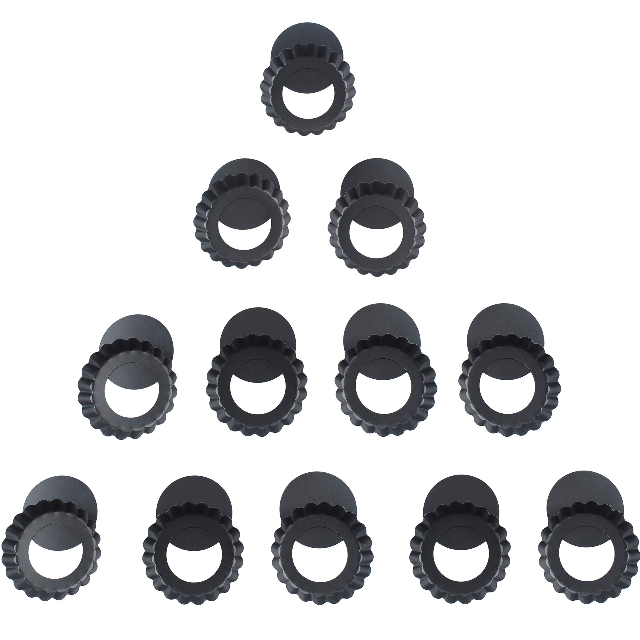 Non stick 4 Inch Quiche Pans Removable Bottom Mini Tart Pans Set of 12 Round Shape