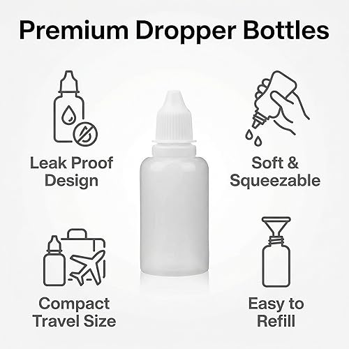 Miniatura 6 de Botella gotera líquida vacía recargable para ojos, 12 unidades, 1.0 fl oz, 1 oz, portátil, suave, exprimible, plástico transparente, frascos