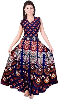 Women's Cotton Jaipuri Printed A-Line Maxi Long Dress