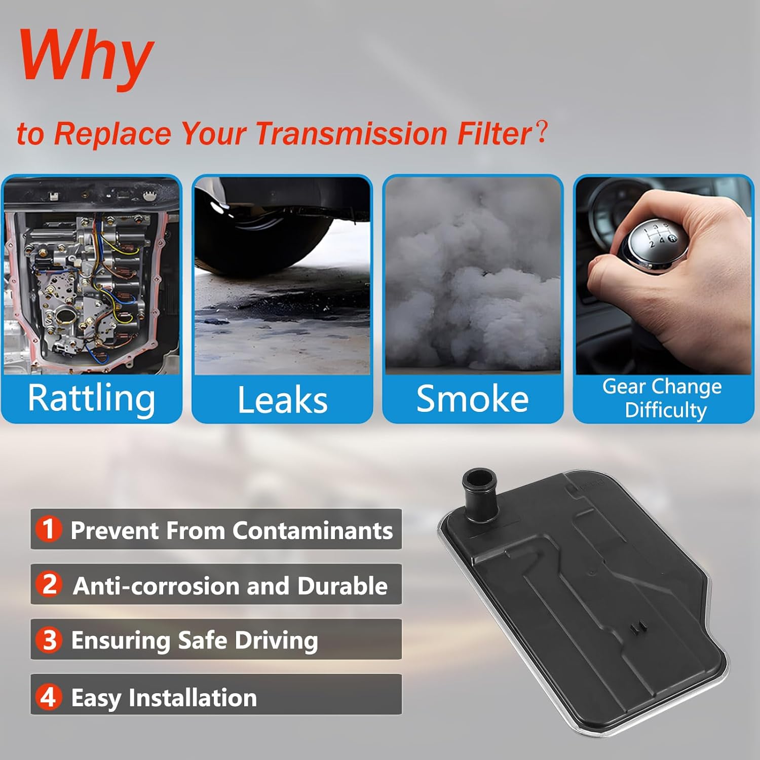 TA-VIGOR Automatic Transmission Filter Kit Compatible with Mercedes Benz C300 C350 E350 GL450 2006-2014, 2212770195 Transmission Filter Oil Pan Gasket Kit 722.9 Transmissions