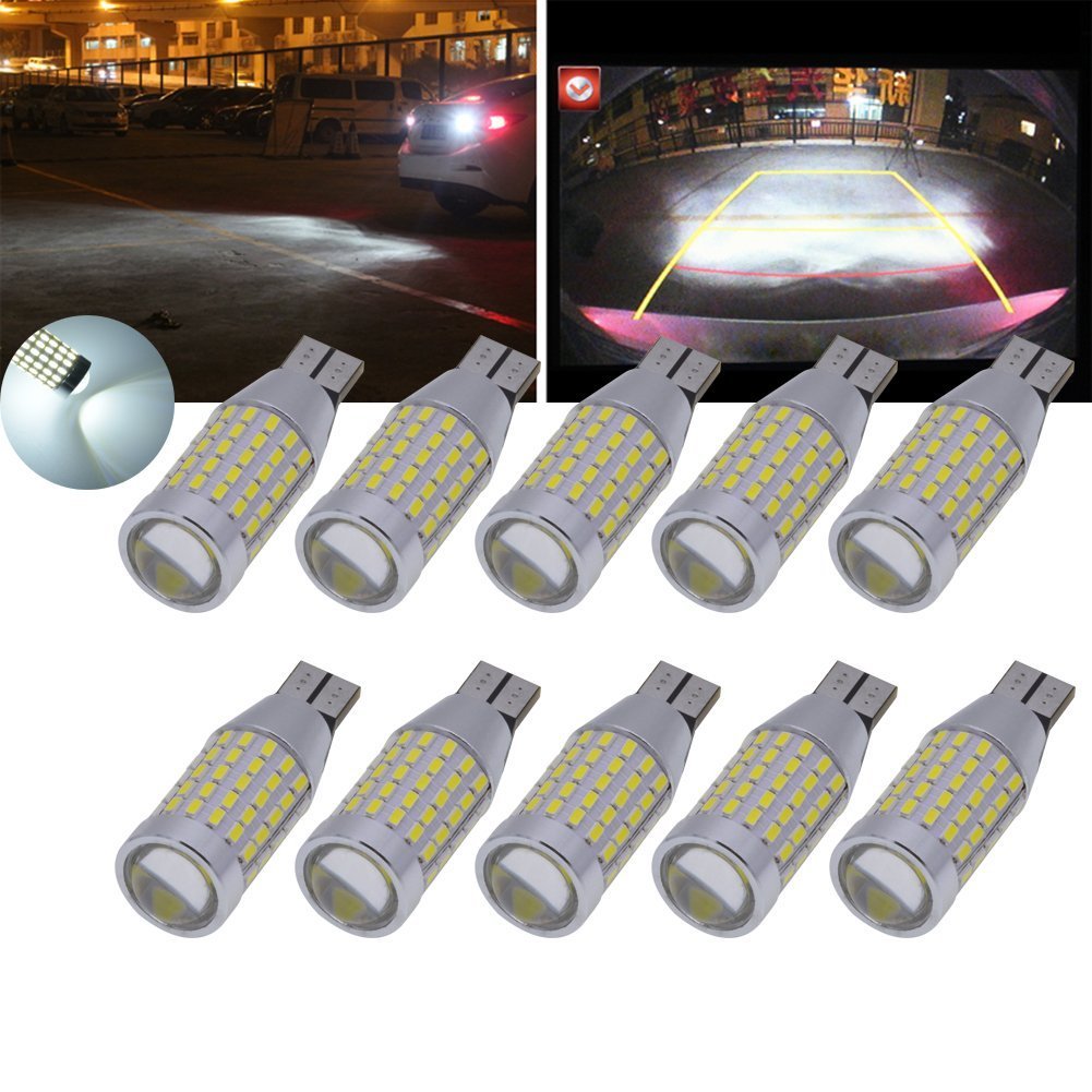 TUINCYN T15 Lampadina di retromarcia a LED Xenon bianco CANBUS senza errori 3014 87SMD 921 912 Luce di backup Terza / terza luce dei freni DC 12V-24V (confezione da 10)