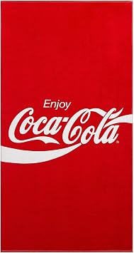 Coca-Cola Enjoy Coca-Cola Beach Towel, 30"x60" Large Red Bath Towel with Classic Logo, Soft Cotton Rich Pool & Beach Towel