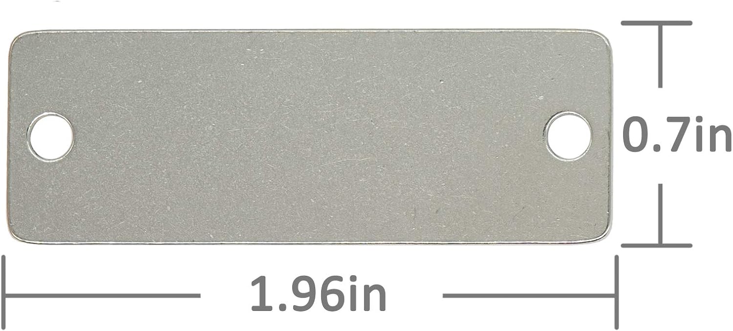 StayMax 25 Pack Stainless Steel Blank Tags Rectangle Stamping Blanks with Two Holes : Office Products