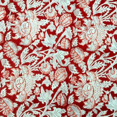 Premium 100% Cotton Voile Indian Hand Block Print Fabric - Vibrant Floral Design for Dressmaking, Crafting, and Upholstery - 1 Yard by E-Tailor 4 Premium 100% Cotton Voile Indian Hand Block Print Fabric - Vibrant Floral Design for Dressmaking, Crafting, and Upholstery - 1 Yard by E-Tailor - Image 3