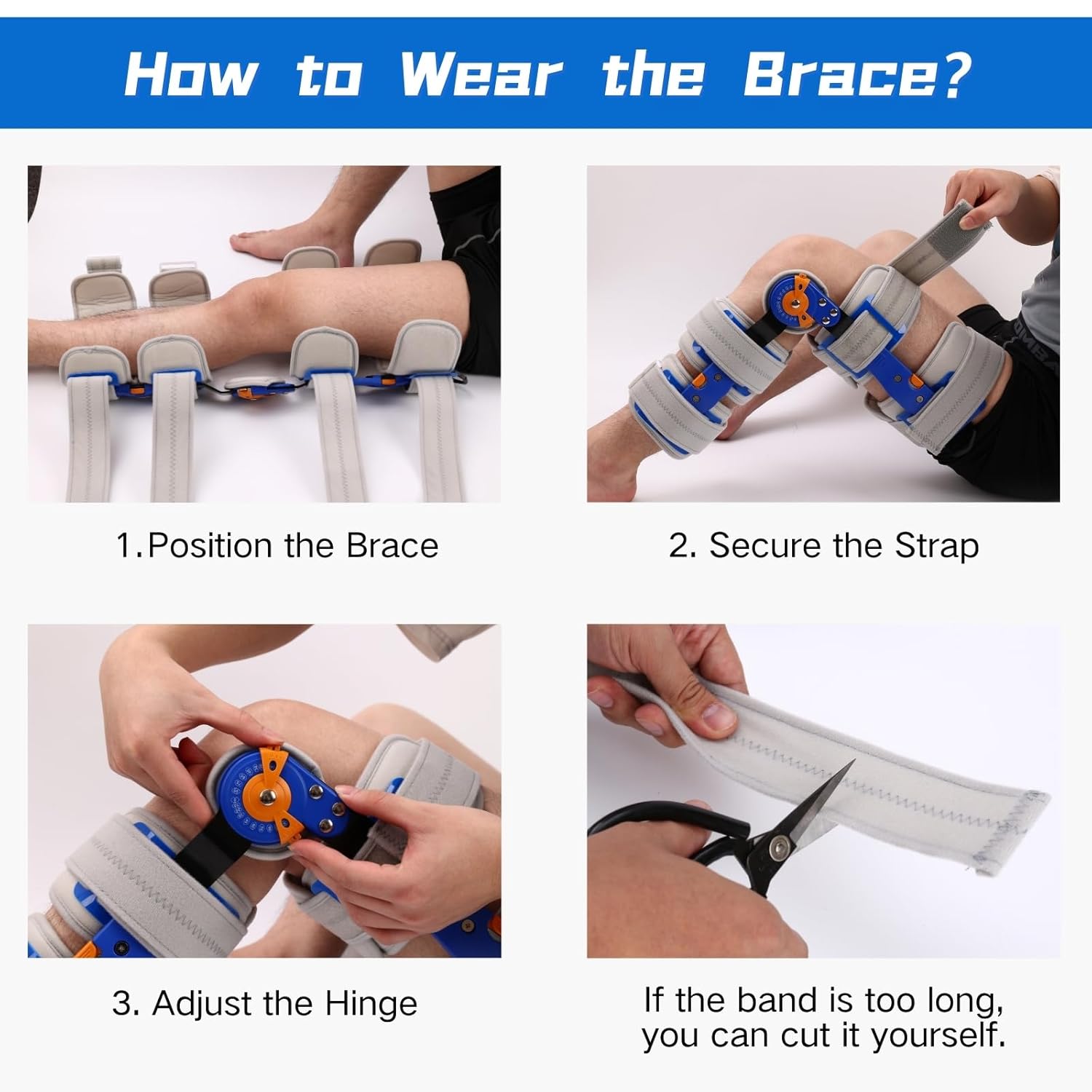 Hinged ROM Knee Brace with Side Stabilizers, Post-Op Knee Brace for Arthritis, ACL, MCL, and PCL Injury, Medical Knee Orthopedic Immobilizer Brace, Adjustable Stabilizer for Men and Women