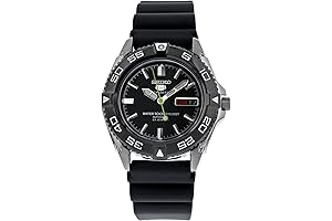Seiko 5 Black Dial Rubber Strap Automatic Men's Watch SNZB23J2