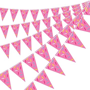 Donut Party Decorations Donut Birthday Pennant Banner, 5 Packs Donut Grow Up Triangle Flag Party Supplies, Doughnut Birthday Themed Bunting Banner Sign Decor