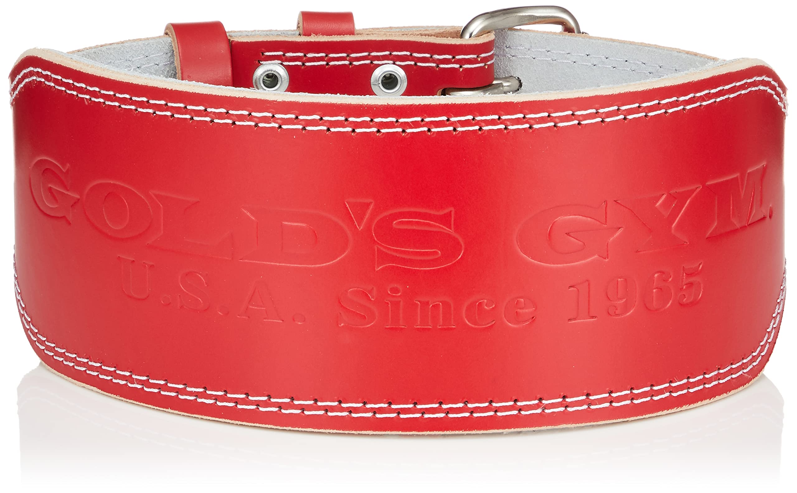 Gold`S Gym G3322 EX Leather Belt, Red, S, Beginner to Intermediate Users, Soft and Light Leather, Waist, Core Aid, Squats, Bench Press, Seated Rowing, LAT Pulldown, Authentic Gold Gym Training Belt