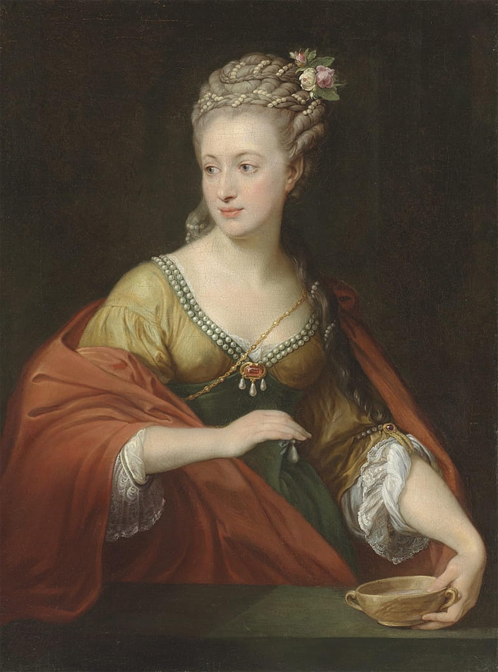 ARTXLXXBN Famous Prints Artwork Pictures Poster Painting Art Portrait of Alexandra Evtikhievna Demidova by Pompeo Girolamo Batoni Artwork Landscape Pictures for Home Decor 60x90cm