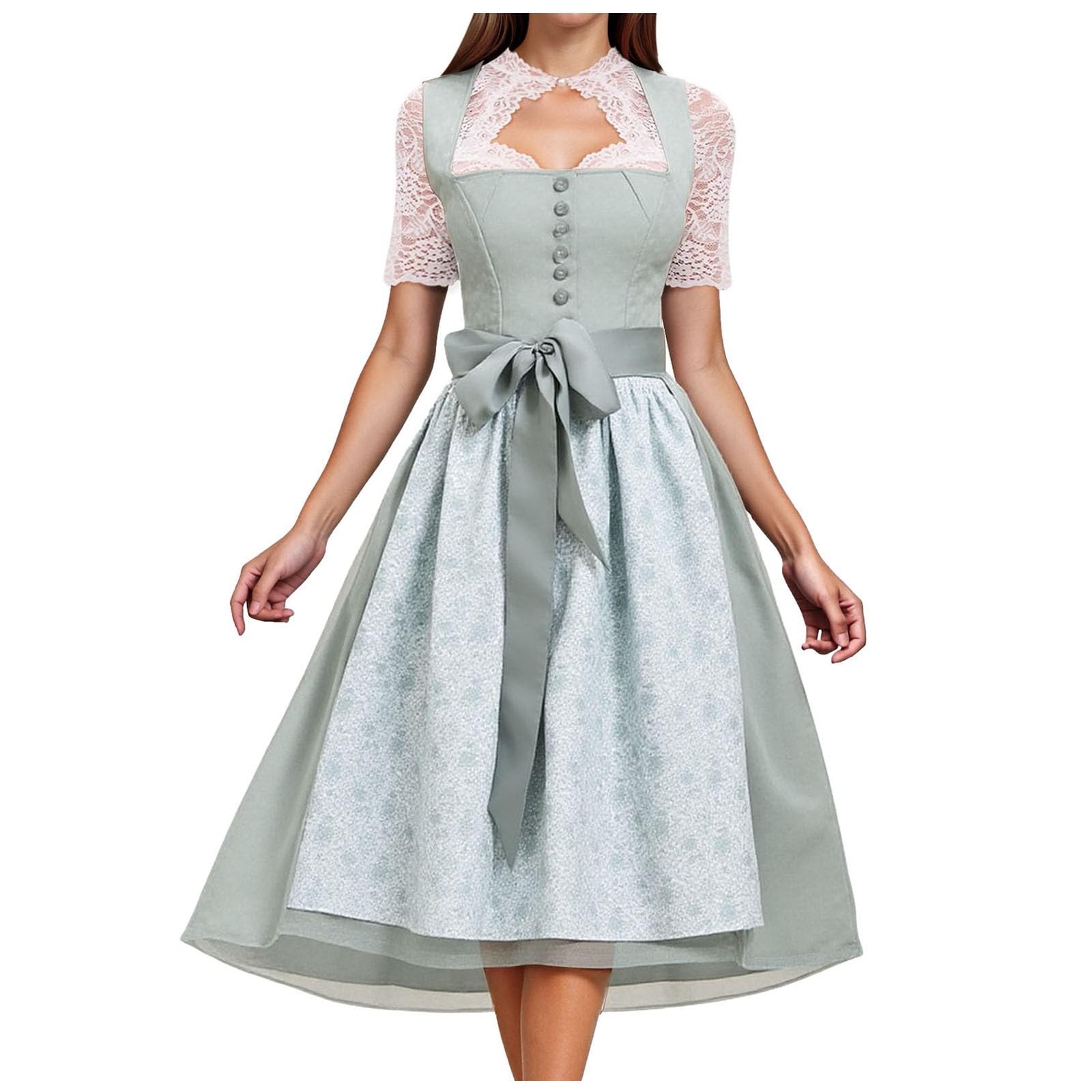 Dirndl Damen Midi Lang Trachtenkleid Trachtenmode Oktoberfestdirndl Trachtenrock Kleid Dirndl Germandress Elegant Retro Kleider Trachten Cosplay Röcke Ohne Dirndlbluse