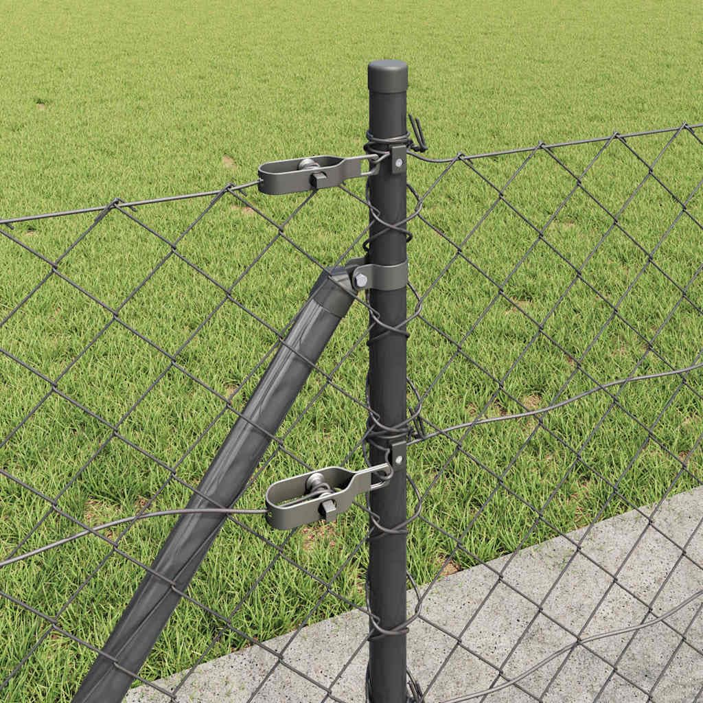 Juego de valla de jardín gris 10 x 0,4 m con 5 postes de acero PVC de 60 x 60 mm, malla de protección visual para jardín, balcón y terraza, diseño robusto