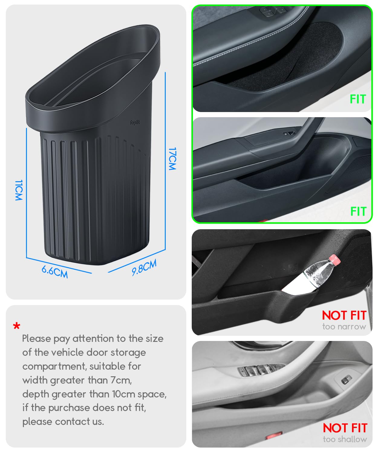 Mülleimer für Autotür, Mini-Mülleimer, Auto-Silikon-Container Aufbewahrungsbox, Platz in der Autotür, weniger Lärm, Silikon, Schwarz