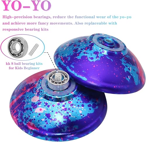 Miniatura 4 de WATIEOBOO Yoyo profesional que no responde Yoyo de metal de aluminio profesional con materiales aeroespaciales de alta precisión yoyo antisísmico y