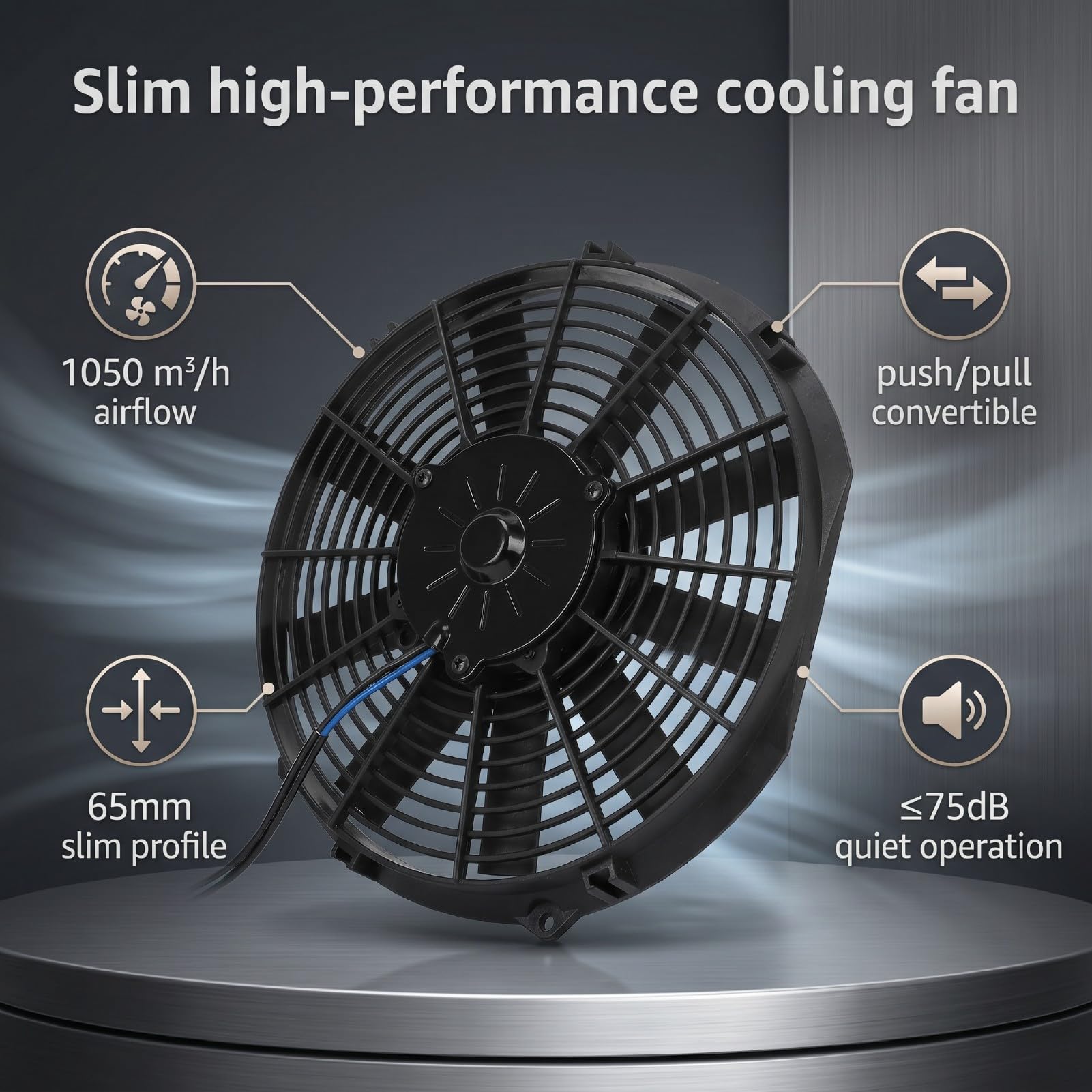 Generic Ventola di Raffreddamento Elettrica Universale Adatta per Design Ultra Sottile 12 V 80 W per Radiatori e Sistemi di Ventilazione 280 Mm Sottile Nera