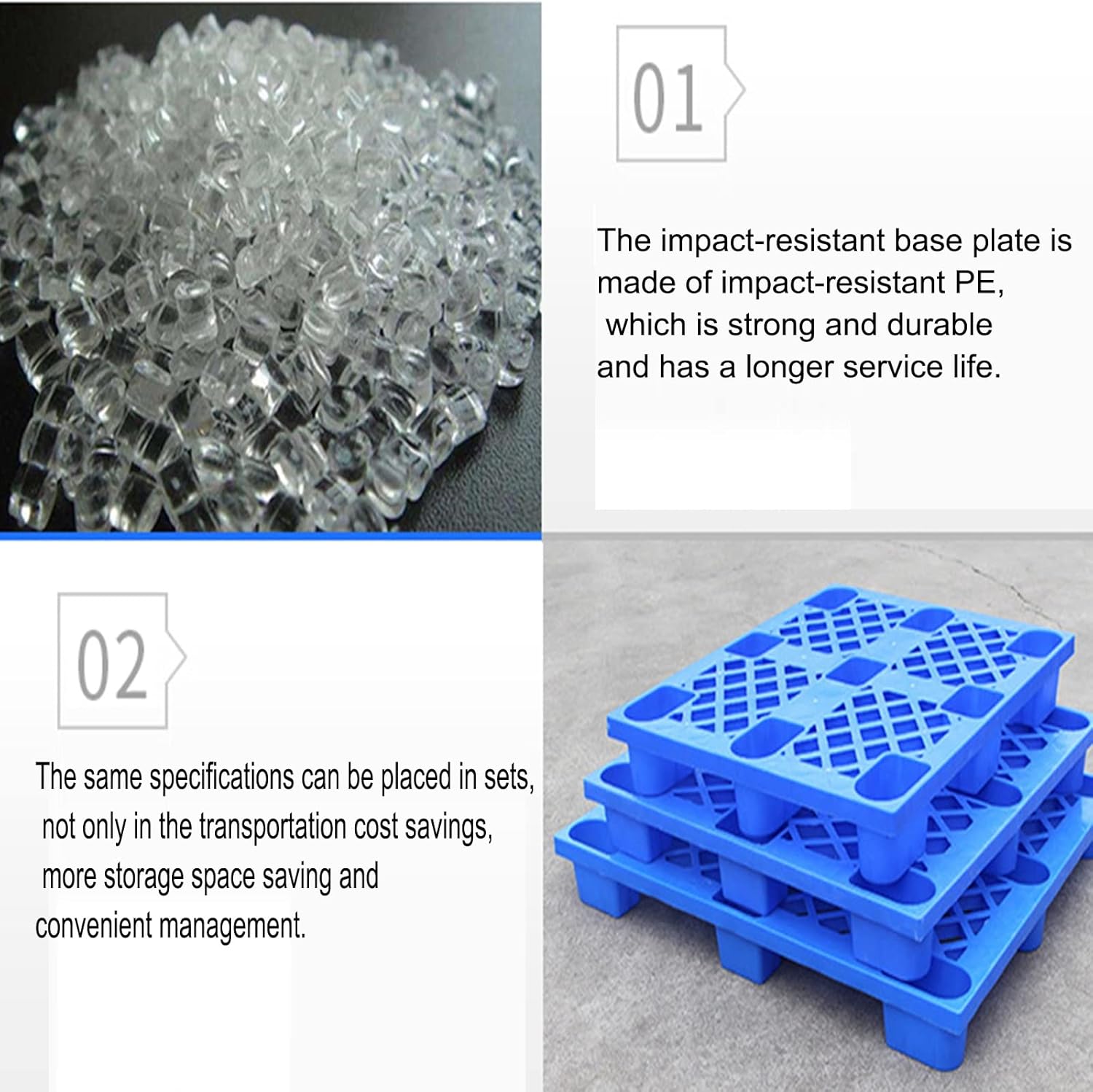 Warehouse Pad, Shipping Grid Pads Lightweight Floor Pallet Smooth and Flat Surface Easy to Operate in Line with International Standards (Color : Blue, Size : 1000x1000mm)