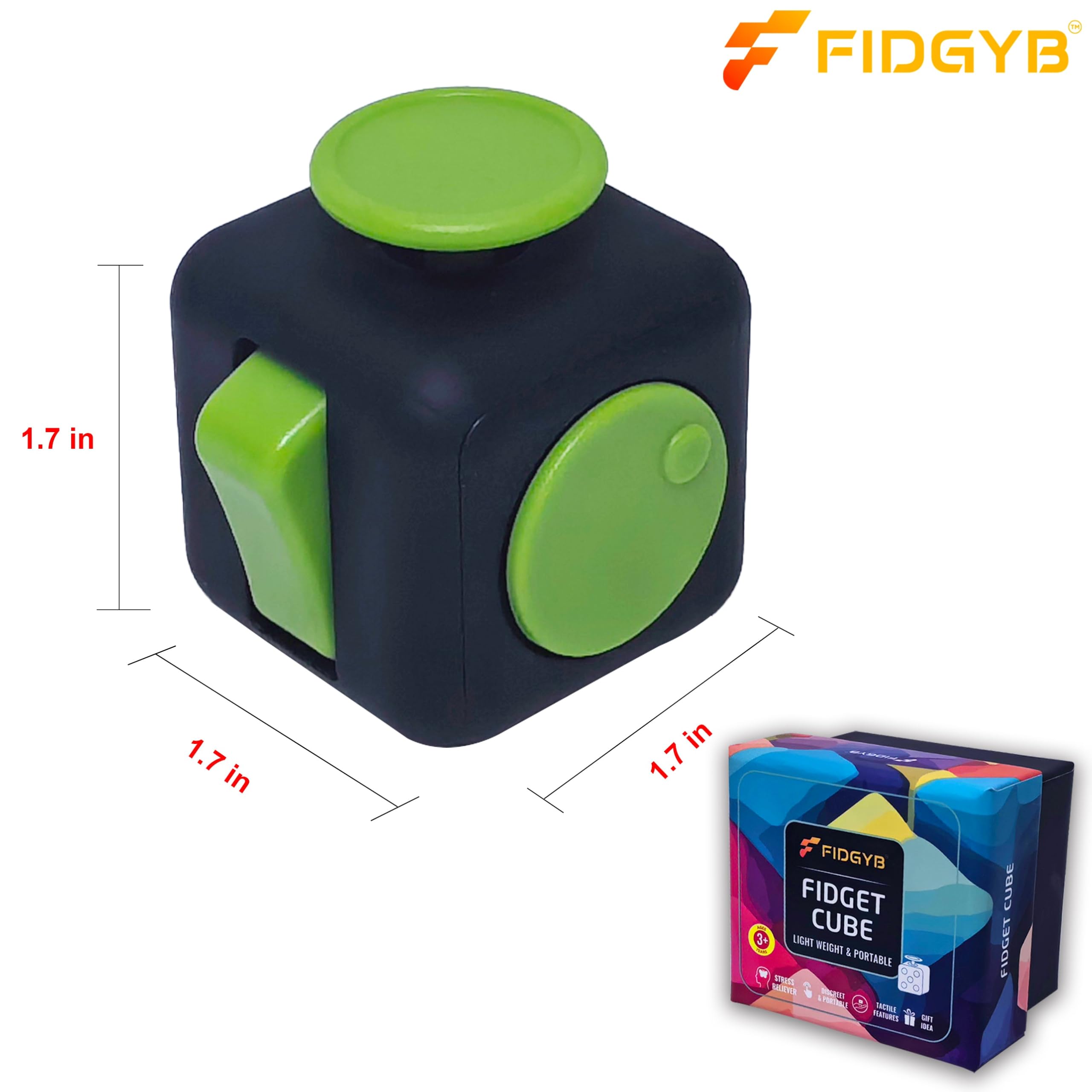 Fidget Cube kostka antystresowa dla dorosłych i dzieci, gładka, cicha zabawka sensoryczna w przypadku lęku, koncentracji i ADHD [czarna i zielona]