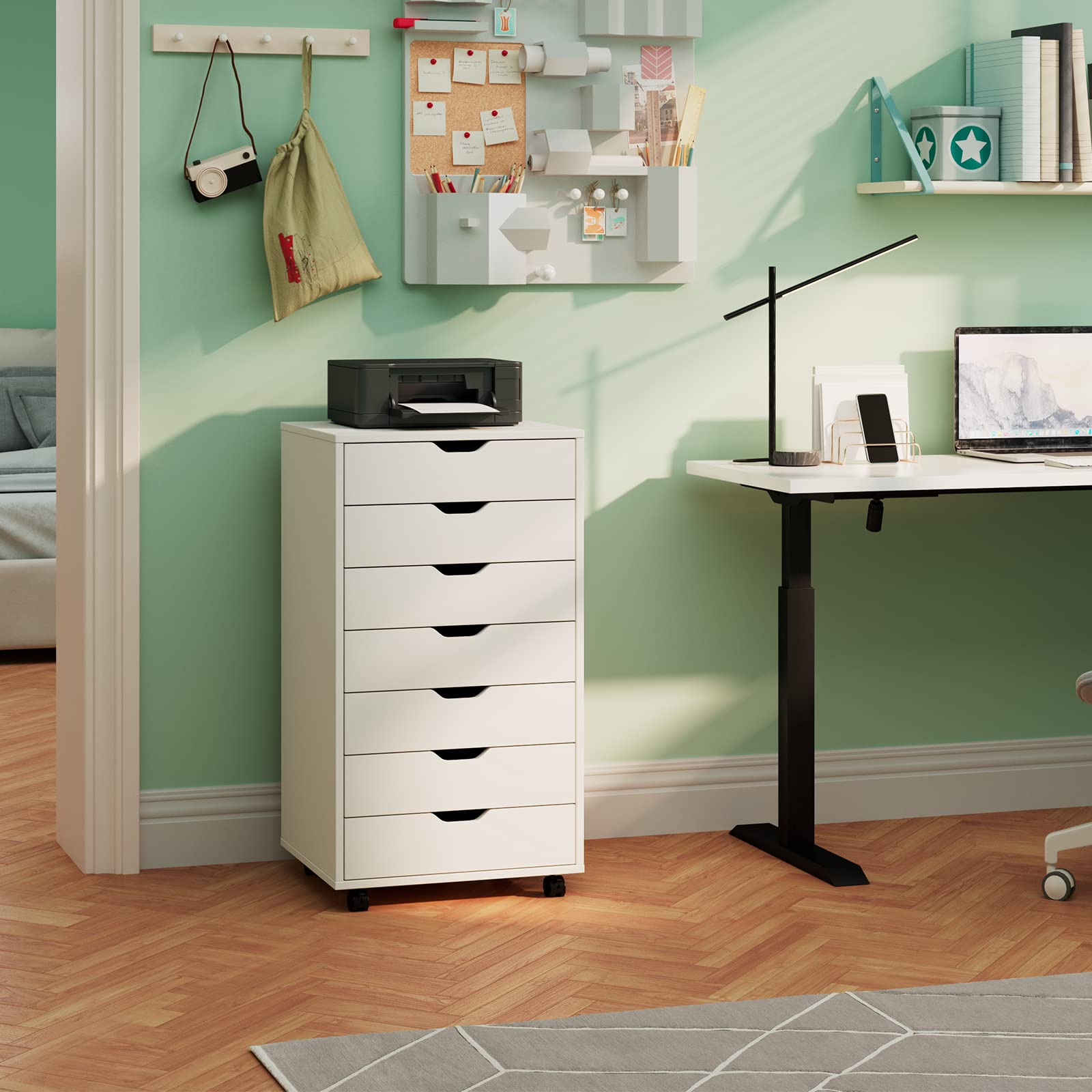 Cassettiera Scrivania ML-Design Cassettiera Mobile Bianca Con