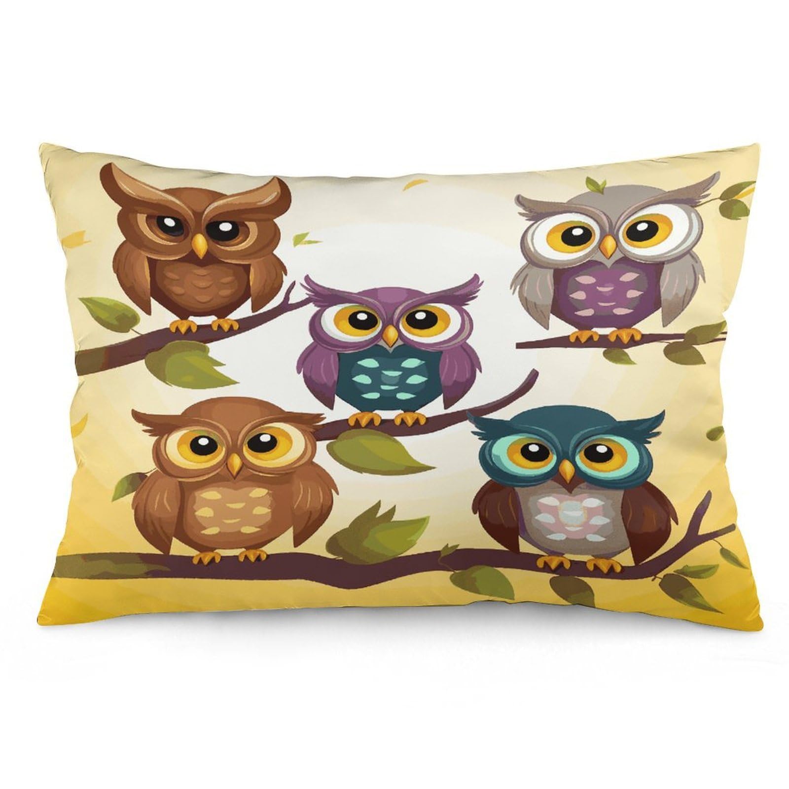 Owls Birds Throw Pillow Cover Soft Lumbar Pillow Covers with Zipper Breathable Rectangular Cushion Case Polyester Pillow Case Decorative Body Pillow Cover for Couch Bed
