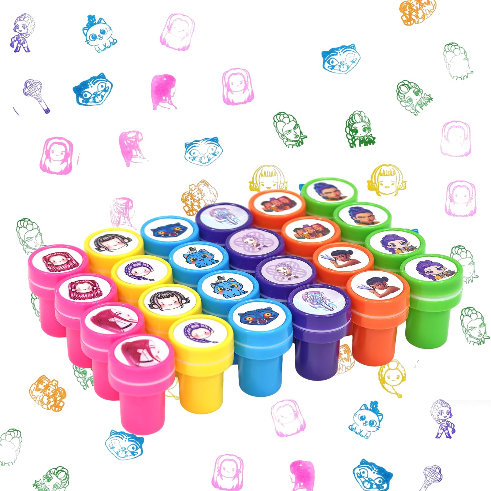 Huntrix Stamp Set, 24 Pieces Round Mini Self-Inking Stamp Set