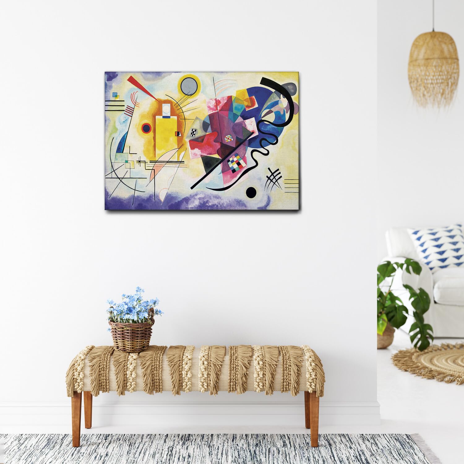 Giallobus - Quadro - Vassily Kandinsky - Giallo rosso e blu - Tela Canvas Telaio Standard - 100x70 - Pronto da appendere - Quadri moderni per la casa