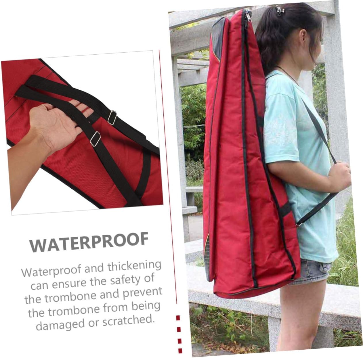 Healifty Padded Trombone Bag Oxford Cloth Thickened Cotton Protective Musical Instrument Storage Case Portable Backpack Handheld for Alto Tenor Players