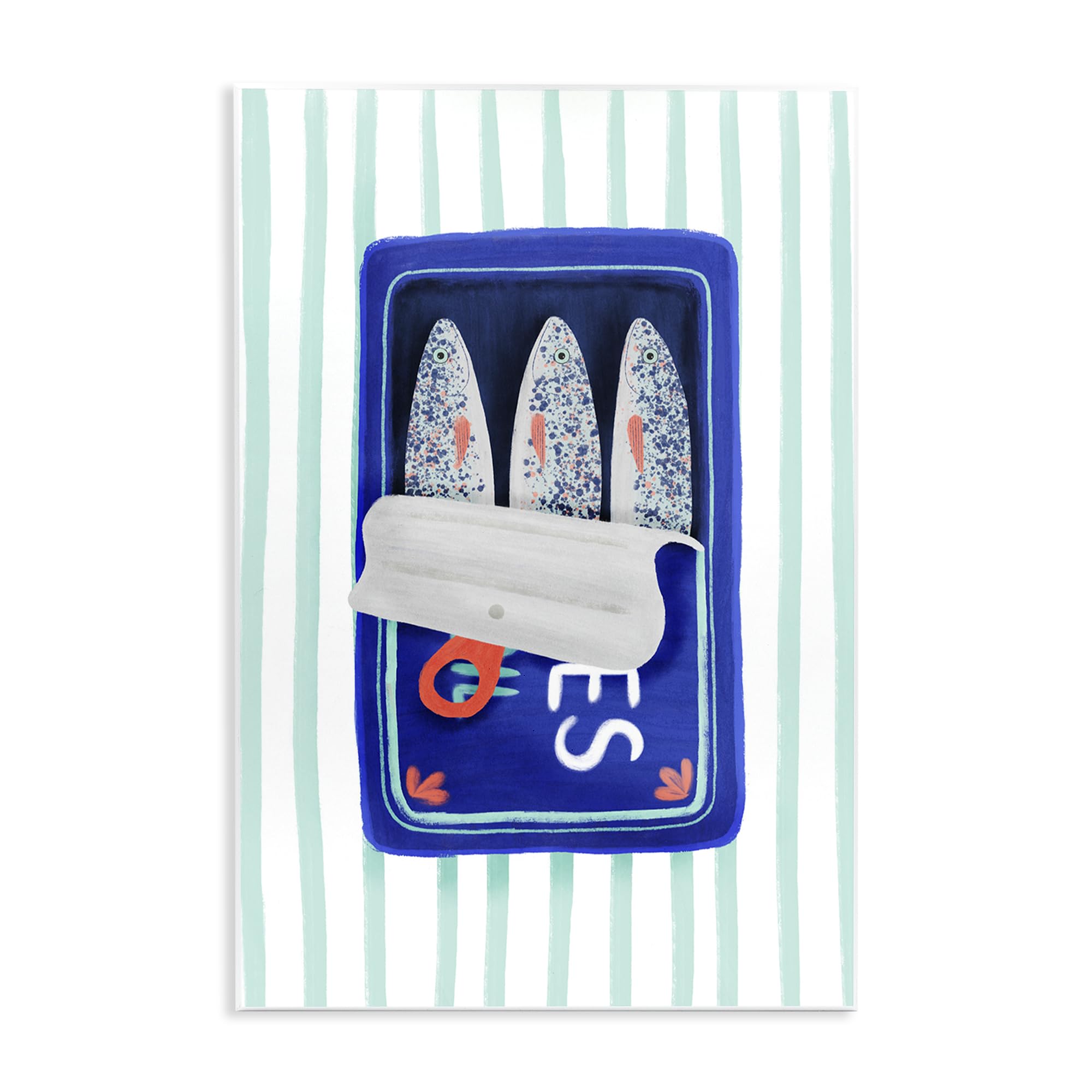 Stupell Industries Unframed 'Blue Sardines On Stripes'| Wall Plaque Art