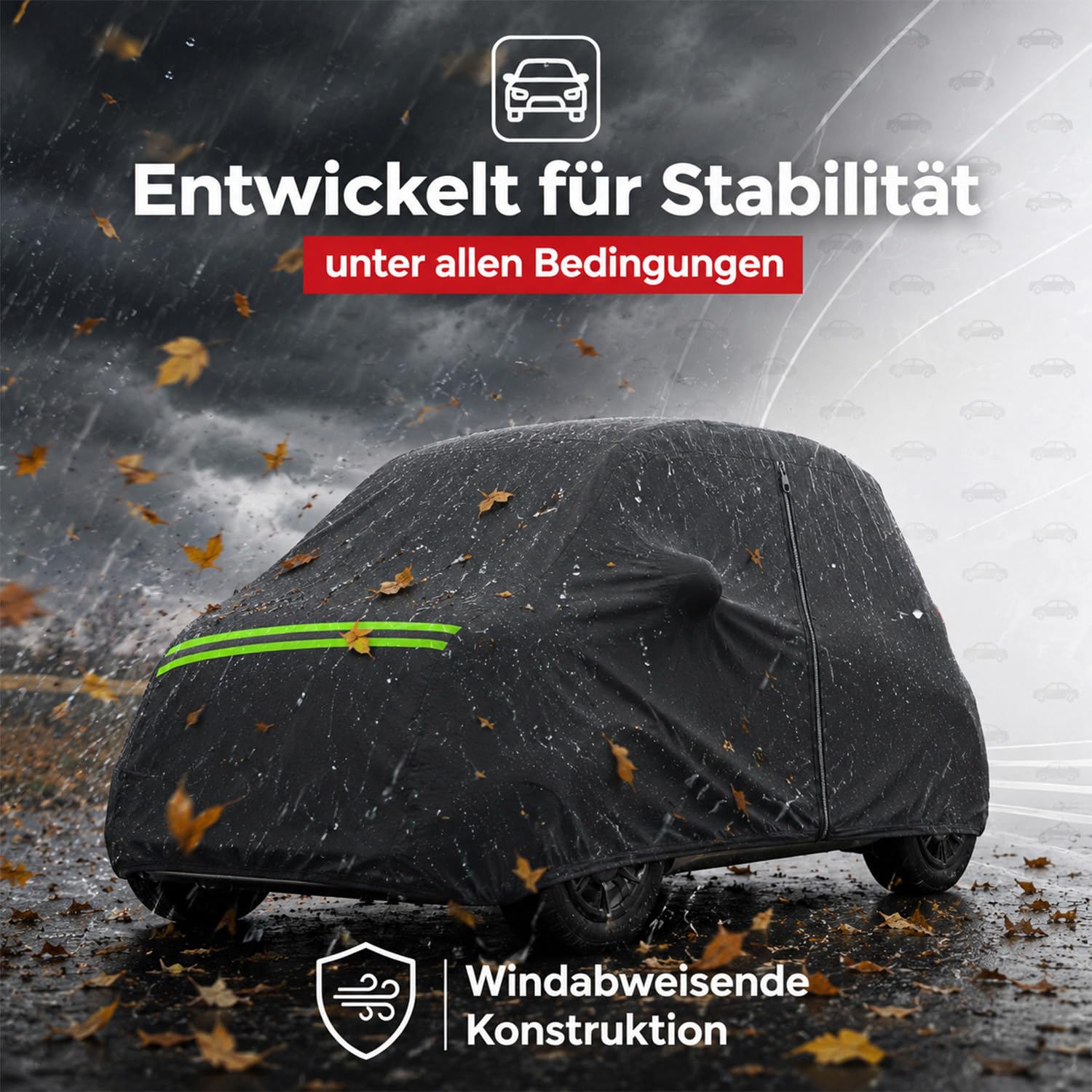 Autoabdeckung für Microlino 2022-2025 Microlino, 210D Verdickte Und Baumwollgefütterte wasserdichte Ganzgarage Für Microlino, Elastischer Rand + Windschutz-Befestigungsbänder