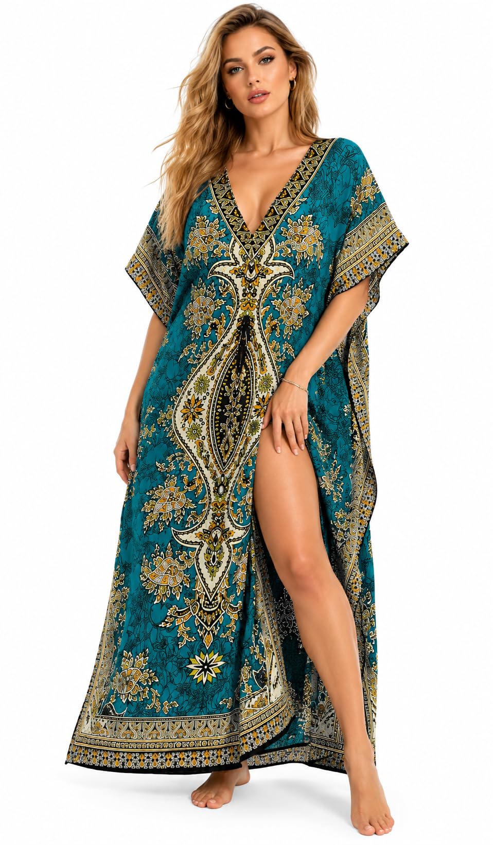 Damska tunika kaftanowa, kimono, długa sukienka maxi na imprezę do noszenia na co dzień, święta, bielizna nocna, okrycie plażowe, kaftany, dowolny rozmiar