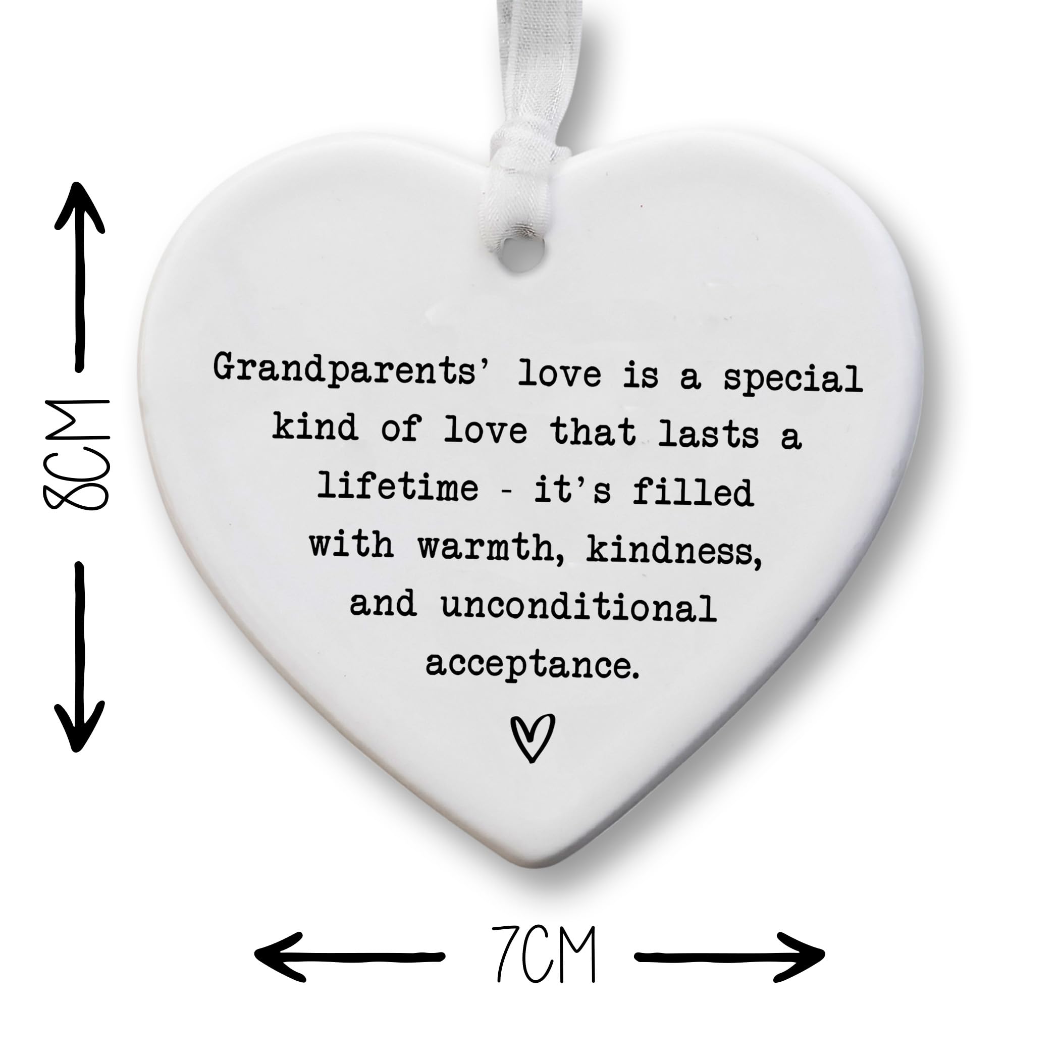Grandparents Ceramic Heart Keepsake - Grandparents Love Gift - Thoughtful Hanging Ornament for Grandma & Grandad - 8cm x 7cm - Image 2
