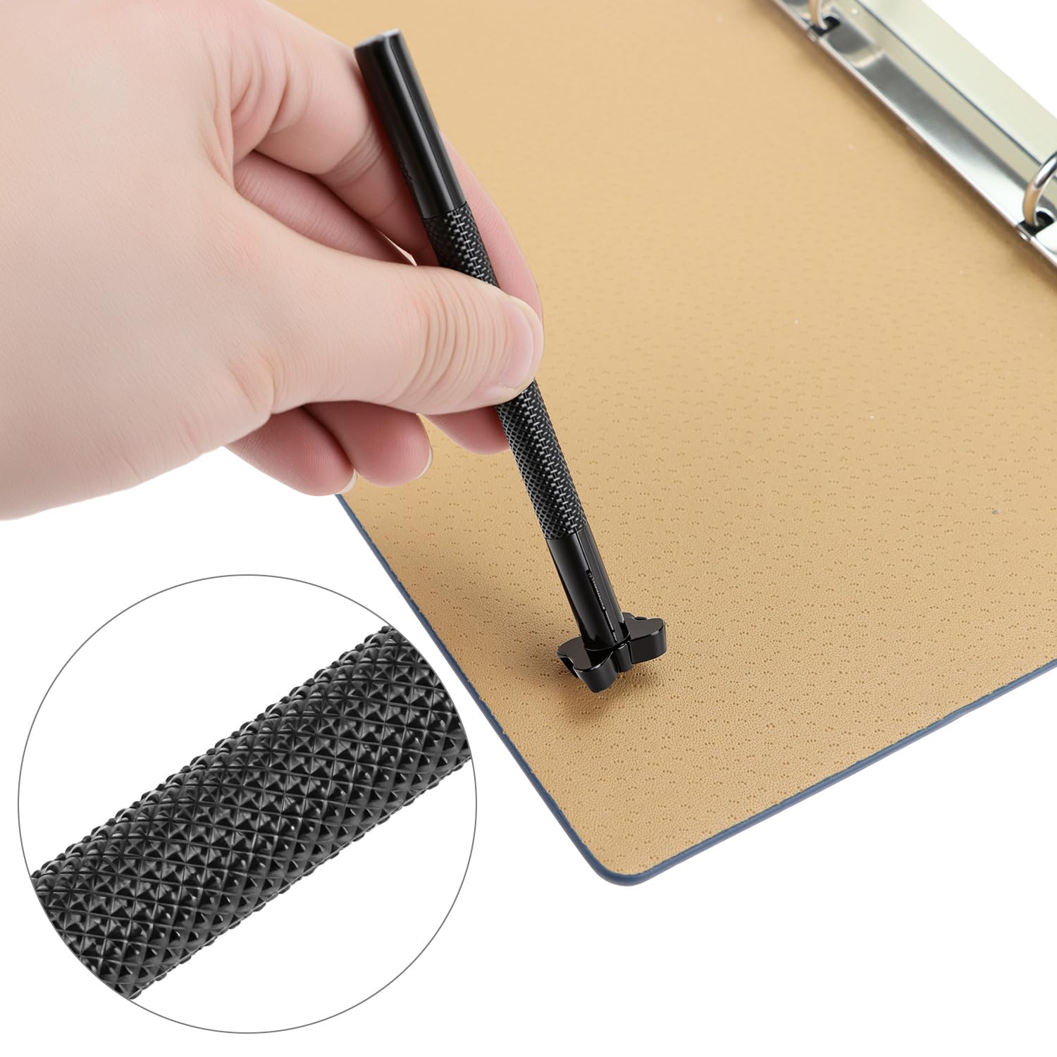 QWORK Strumenti per timbratura in pelle, kit per timbratura in pelle con 20 modelli, strumenti per timbratura in pelle, set di punzonatura a sella di diverse forme, kit per intaglio in pelle