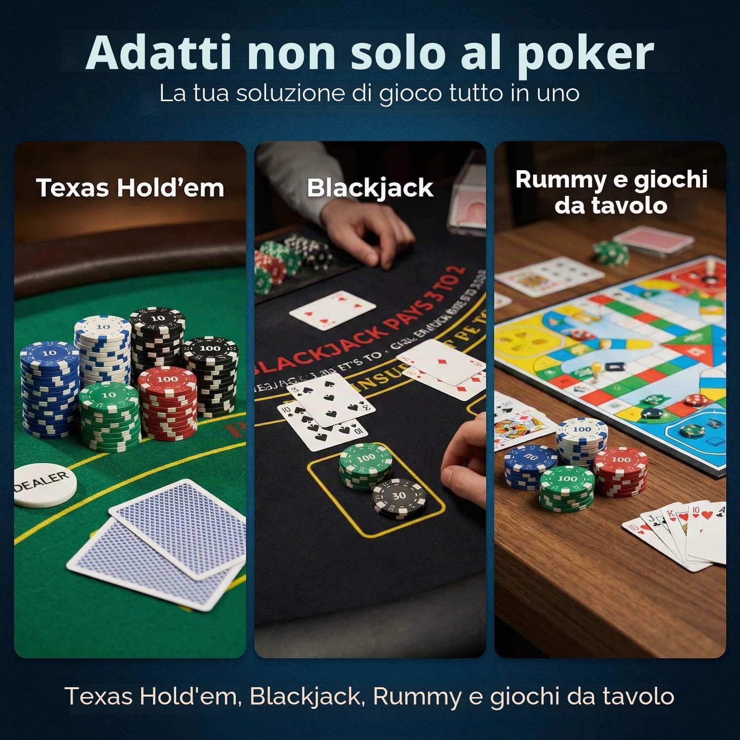 HEITOK Set Poker Professionale 1000 Fiches Numerate 11,5g con Valigetta Alluminio Rinforzata, Carte e Bottone Dealer per Grandi Tornei Texas Hold'em | Per 2-20 giocatori: 2 mazzi di carte, 5 dadi e pulsanti Dealer, Small Blind e Big Blind