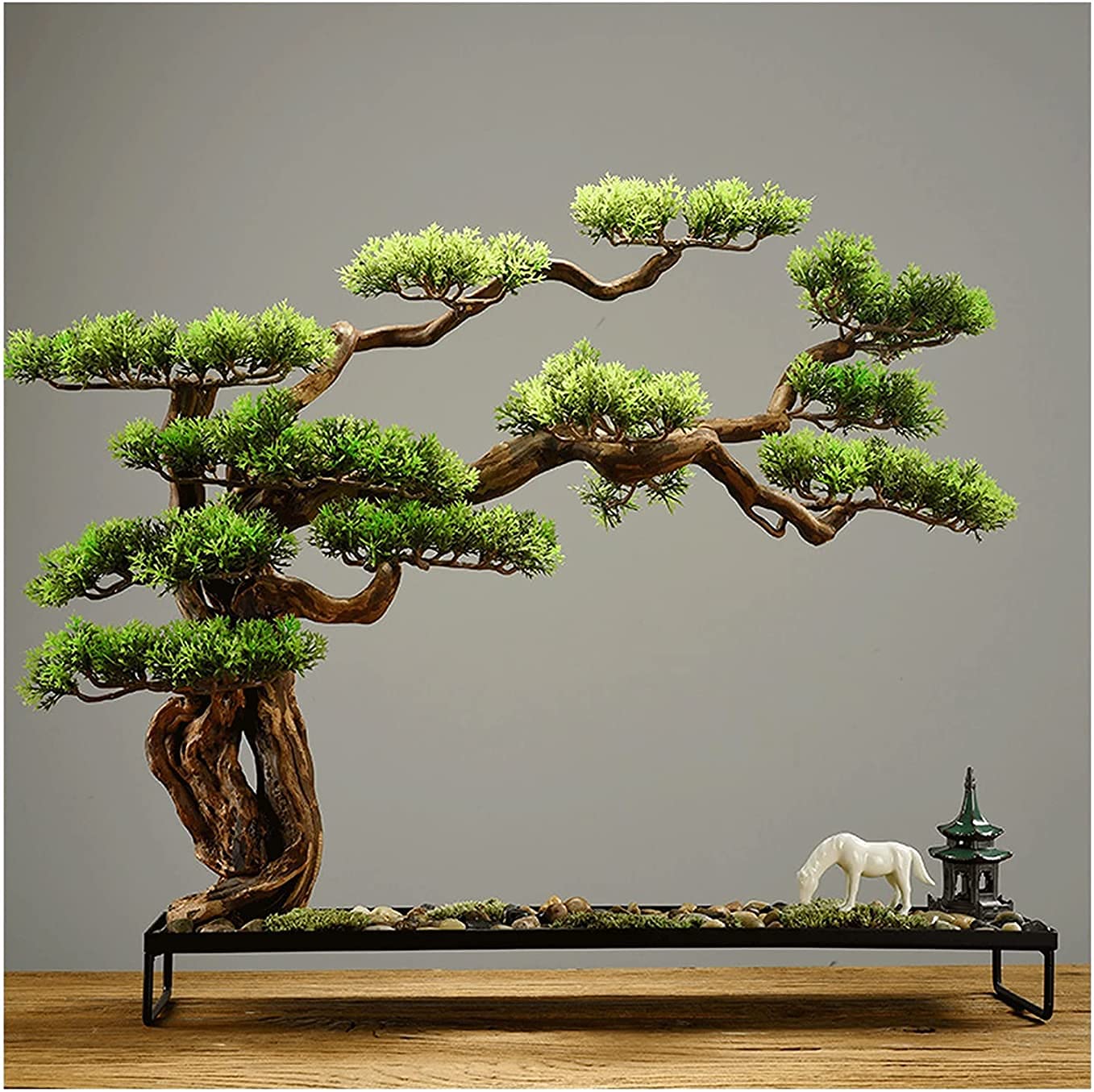 CAFIEDR Artificial Bonsai Pine Tree Fake Plant Room Decoration Family Farmhouse Bathroom Decoration, Height 14 Inches.