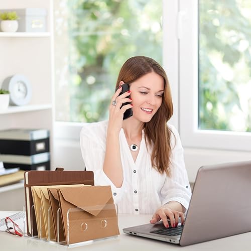 Miniatura 6 de MerryNine Organizador de escritorio de correo de 2 piezas, soporte de cartas de papel acrílico, envoltura transparente, clasificador de billetes de