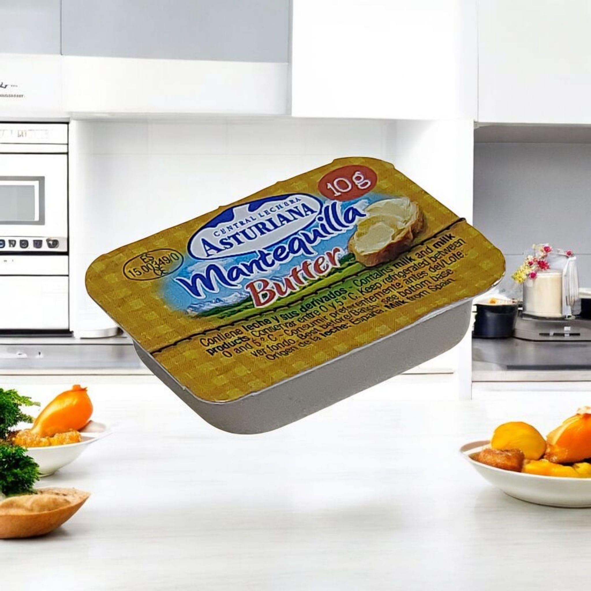 Mantequilla Asturiana Monodosis 100x10g – Formato Profesional Hostelería y Catering – 100 Unidades Individuales – 100% Natural sin Conservantes – Calidad Central Lechera Asturiana