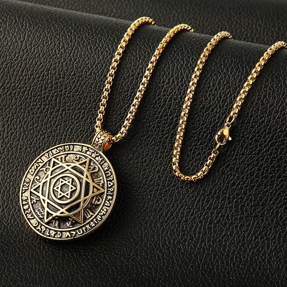 NIGHTCRUZ Seal Solomon Hexagram Necklace, Six-pointed Star Pendant with 12 Constellation - Image 4