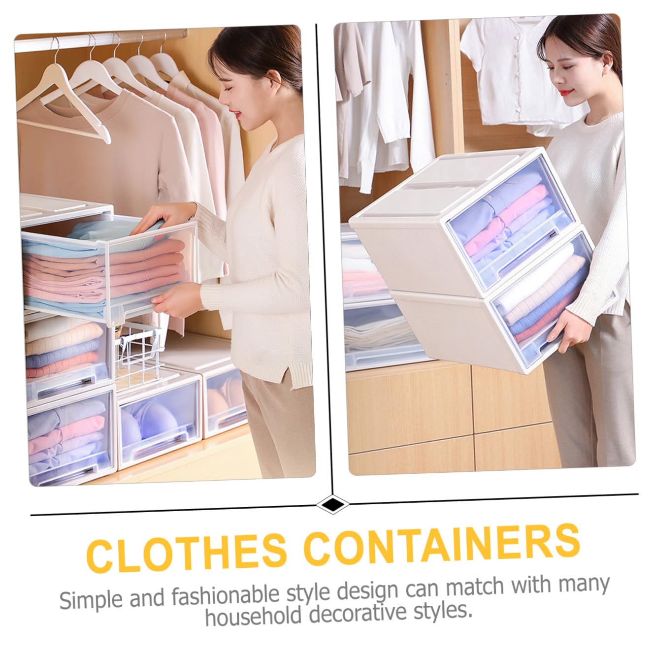2 pezzi Scatole Organizer Trasparenti in Plastica Contenitori per Scarpe e Vestiti Organizer Armadio Compatto e Ventilato Facili da Pulire e Impilabili