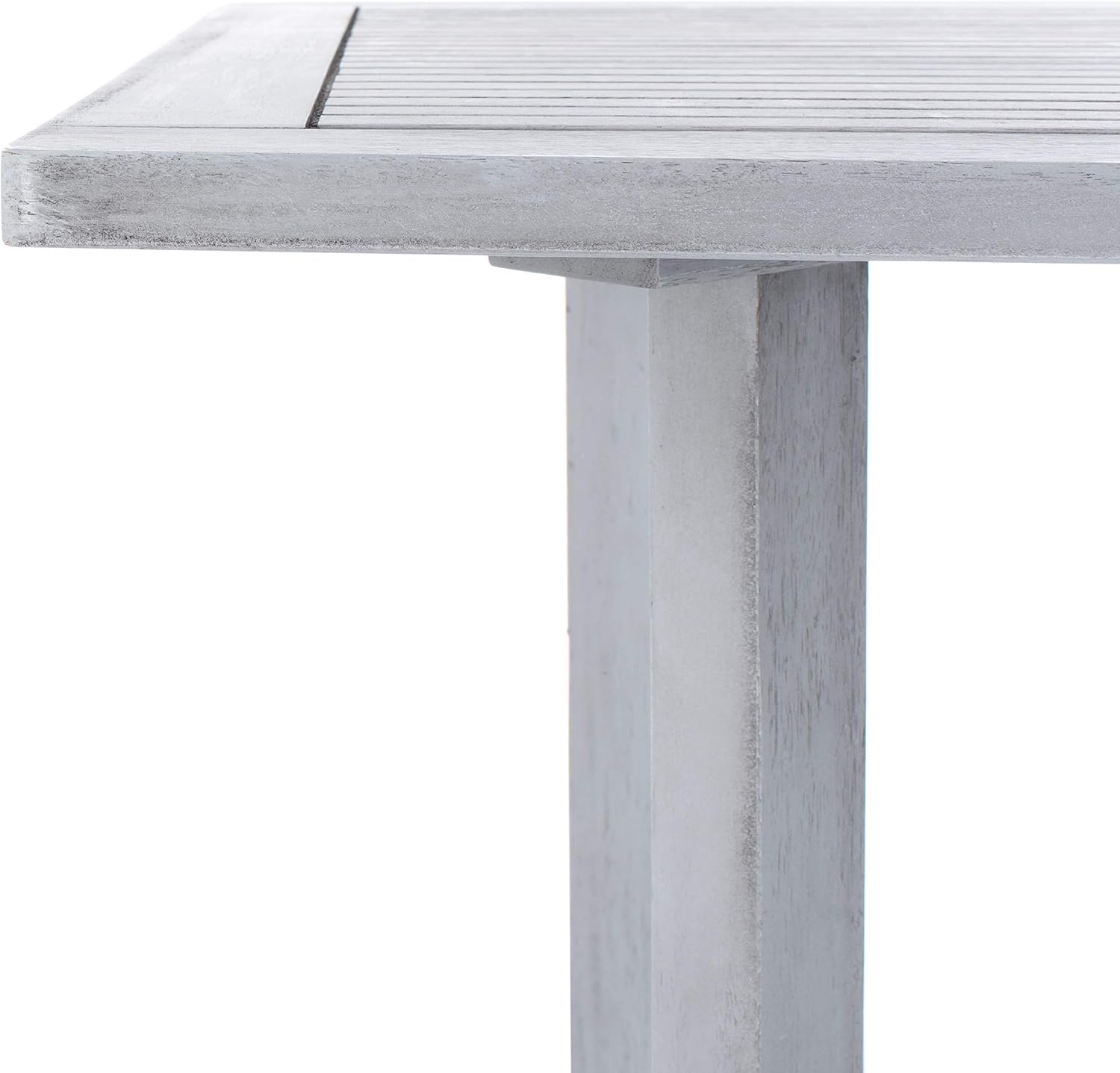 SAFAVIEH Outdoor Collection Pate Grey Wash/ White Cushions/ Blue Pillows 3-Piece Bar Table Bistro Set