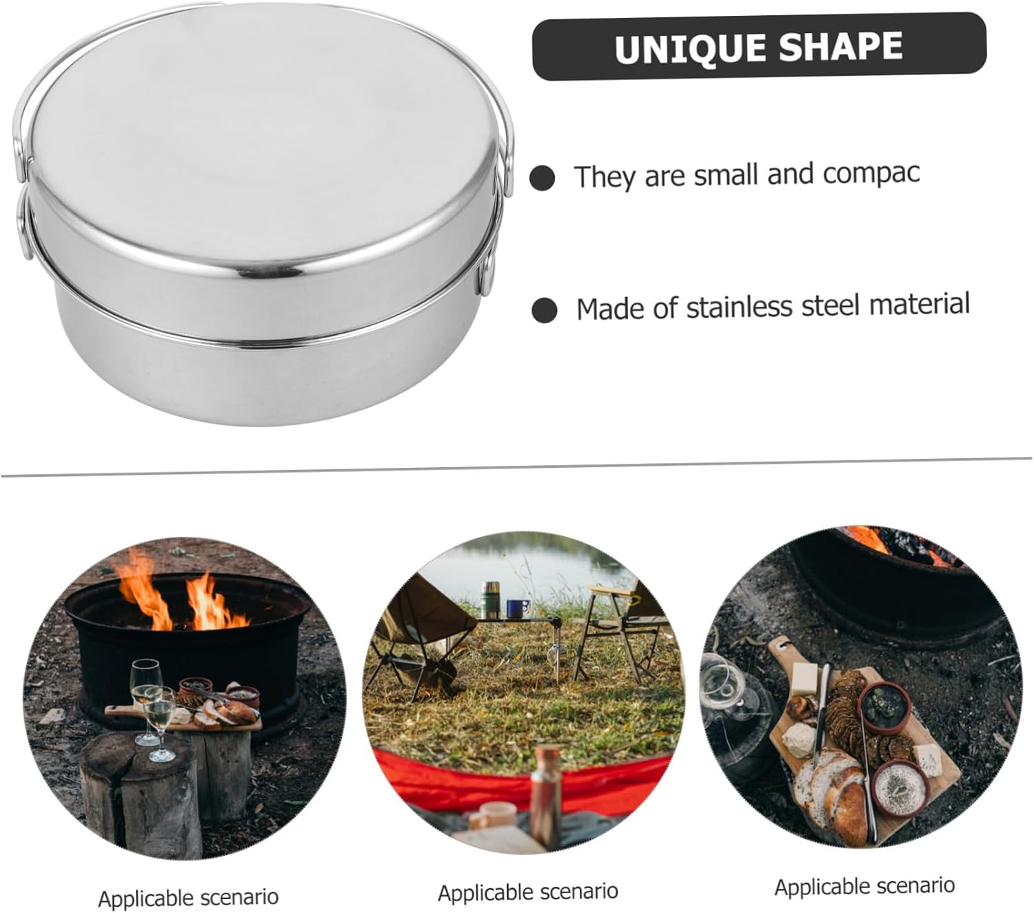 balacoo 1set Portable Stainless Steel Camping Cookware Outdoor Cooking Lightweight and Compact Camping Pots and Pans for Hiking Picnic and BBQ
