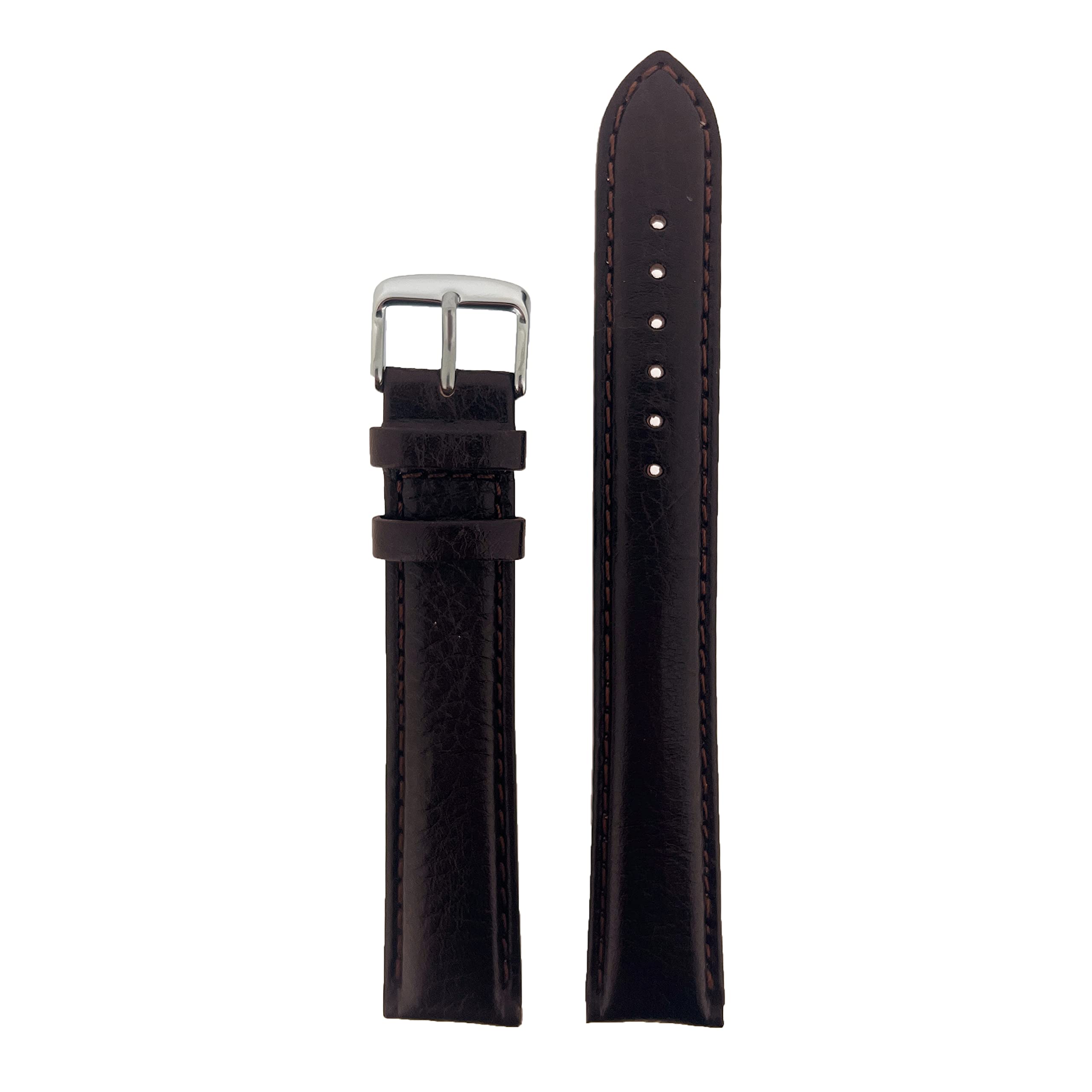 XXXL pasek do zegarka skórzany wyściełany męski czarny lub brązowy (18 mm, 20 mm 22 mm)