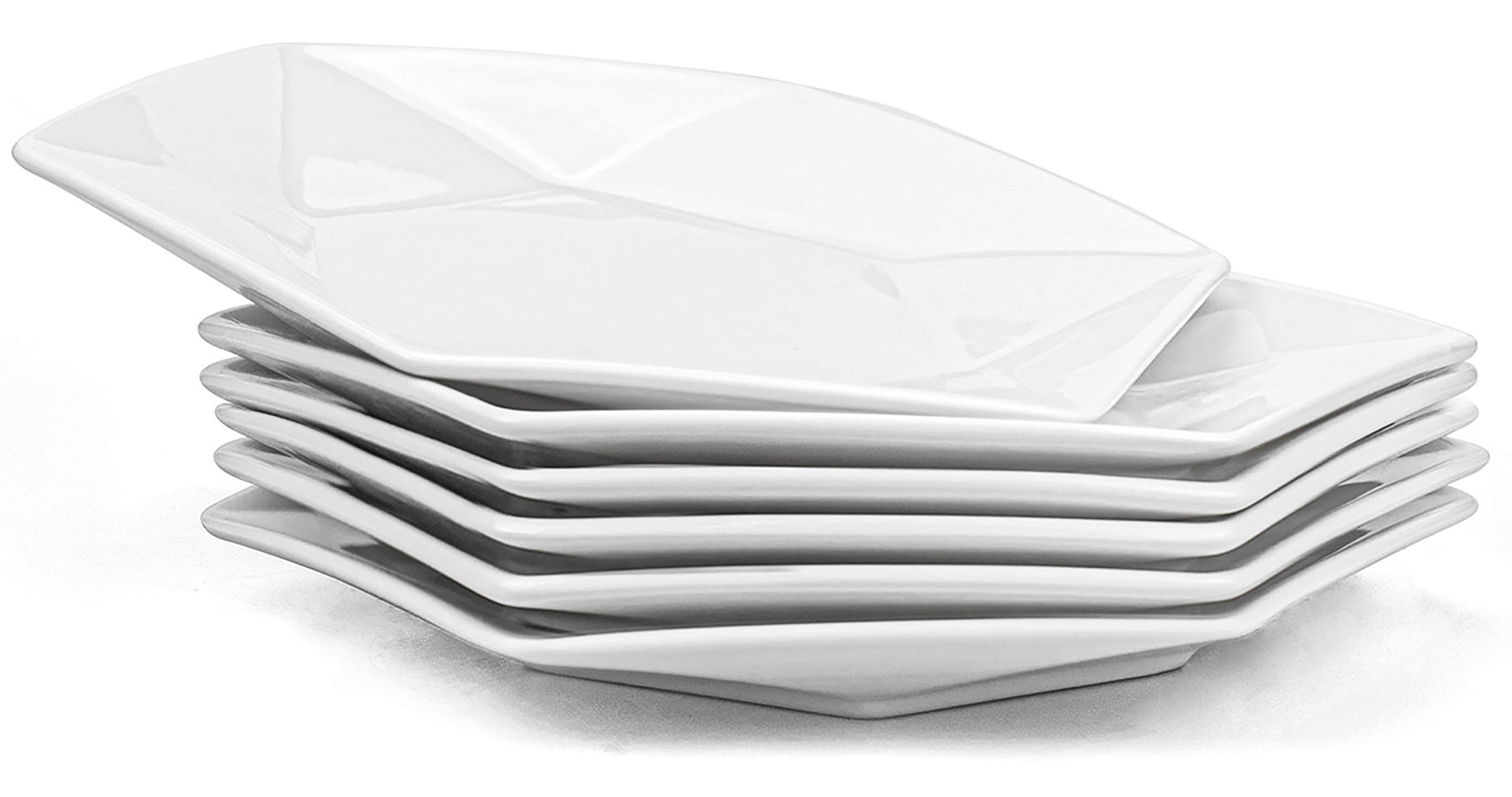 Yesland 6 Pack 10 Inch White Dinner Plates, StarGeometric Serving