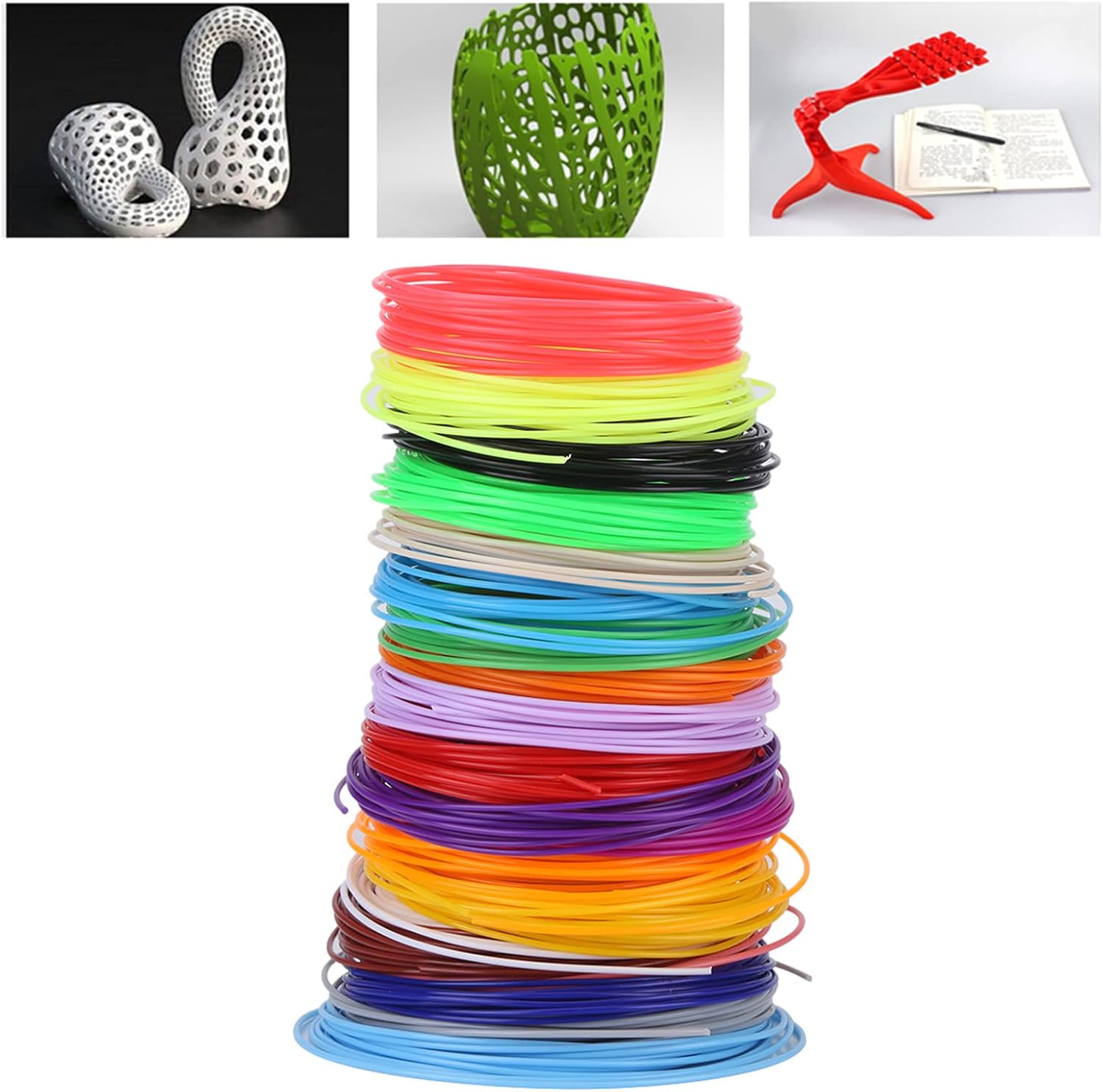 20 Colors 1.75mm PCL Filament Refills for 3D Printer Printing Pen Low Temperature, Low Temperature Filament, 1.75mm Diameter with Tolerance of 0.02mm, Food Grade PCL