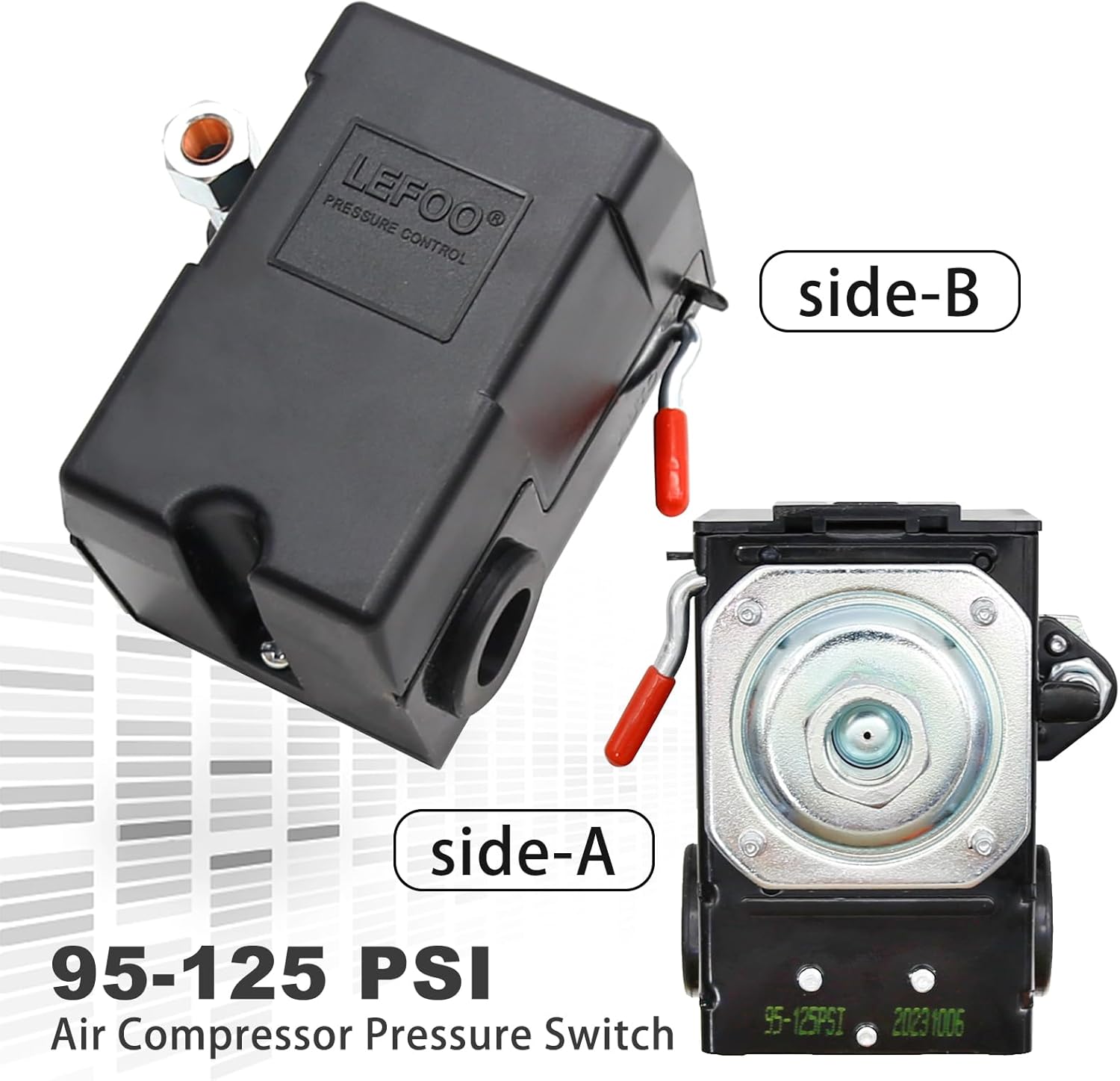 Heavy-Duty Air Compressor Pressure Control Switch with Unloader - 95-125 PSI TEK-LF10-1H-1-NPT1/4-95-125