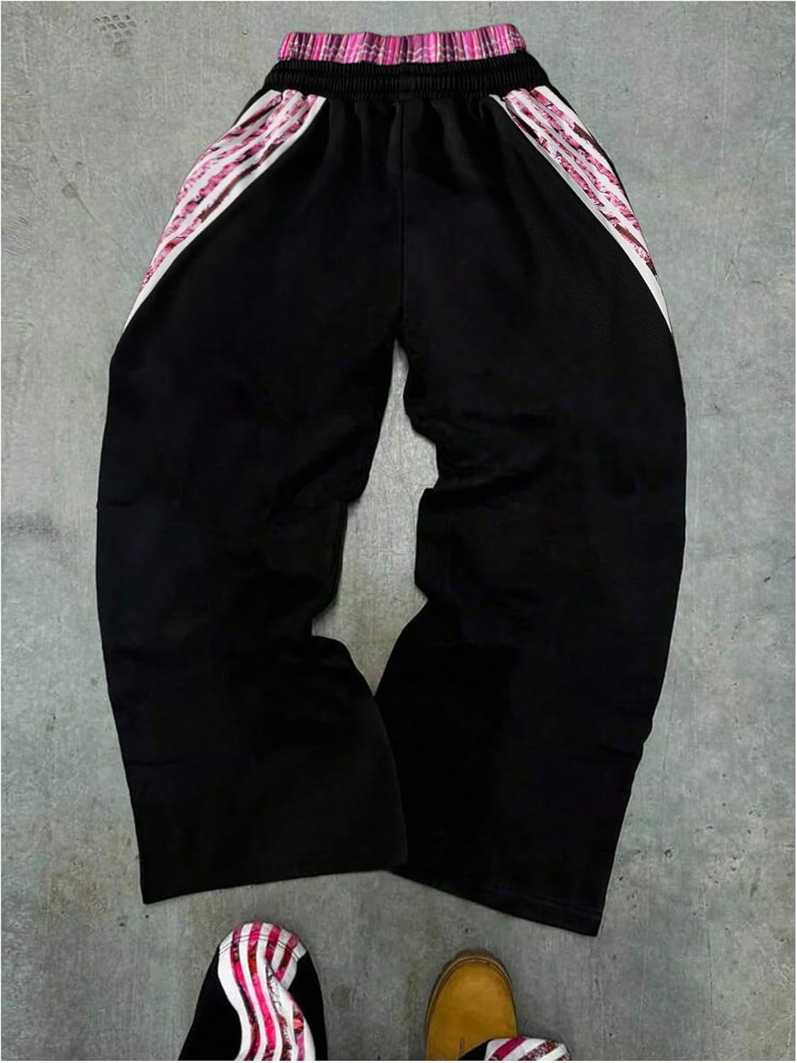 SOLY HUX Men's Baggy Sweatpants Y2k Striped Side Drawstring Elastic Waist Wide Leg Pants Streetwear - Image 2