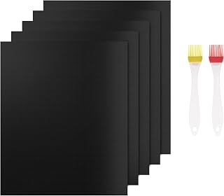 Grill Mat for Gas Grill, 5 Pieces BBQ Grill Mats Non-Stick Baking Mat Reusable Baking Paper Grill Accessories for Charcoal Grill, Electric Table Grill, Oven, PFOA Free