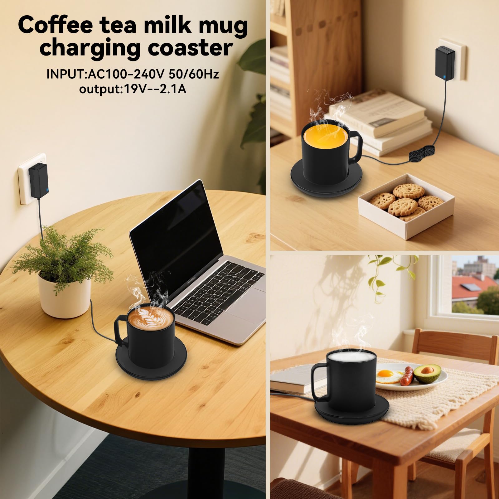 Ladeuntersetzer 2, kompatibel mit Em/BER Temperaturregelung, Smart-Becher 2 und 1, Cisain Ladestation für Smart-Kaffeetassenwärmer, beheizter Reisebecher, schwarz