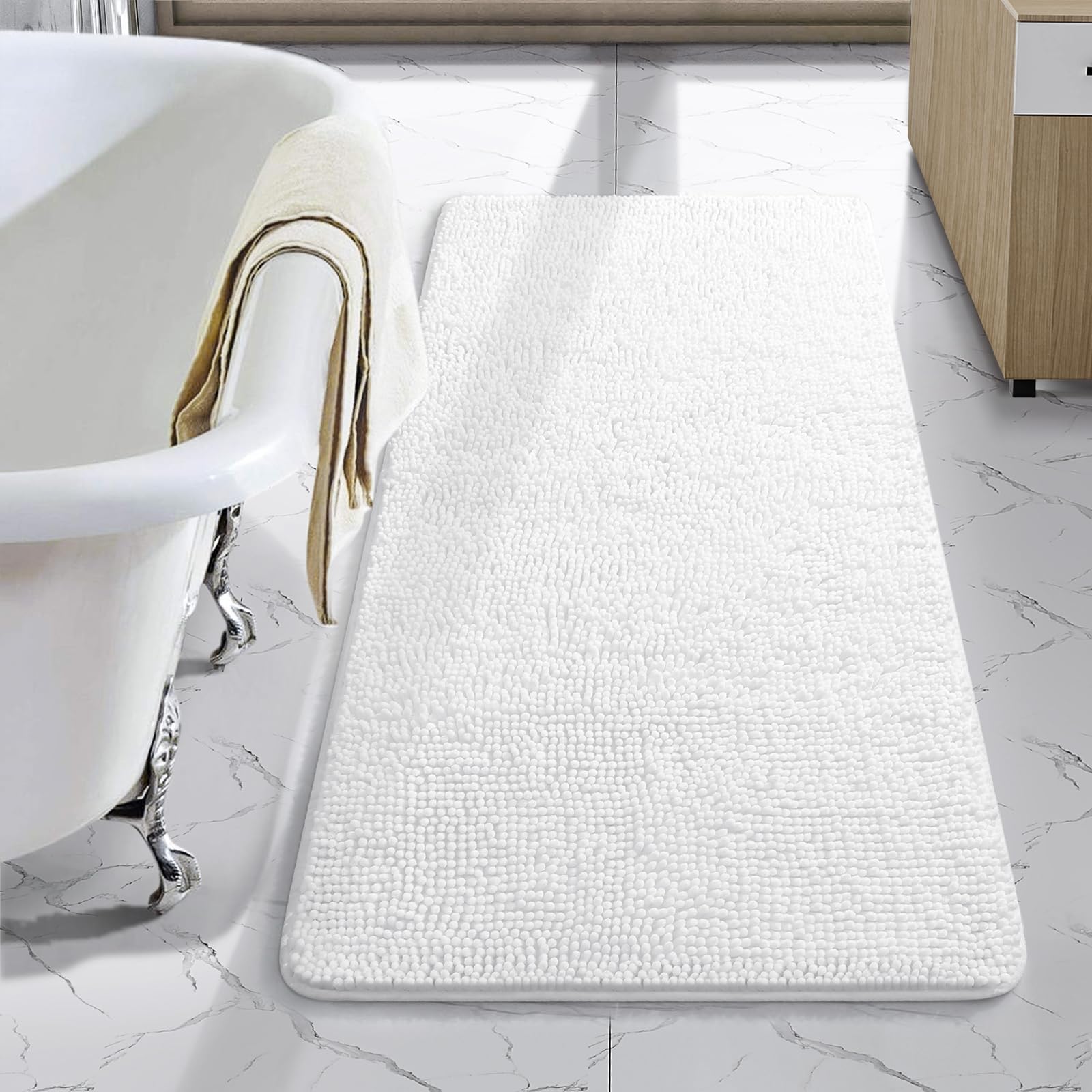 Photo 1 of LOCHAS Bathroom Rug 24" x 40", White